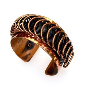 Renoir Vintage Copper and Black Spiral Cuff Bracelet